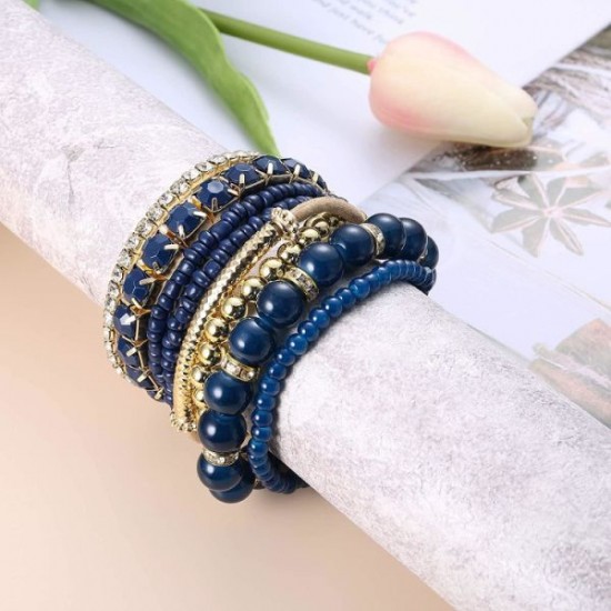 6 Sets Bohemian Stackable Bracelets For Women Multilayered Bead Bracelet Set Boho Stretch Strand Bangles Multicolor Fashion 6 Sets Bohemian Stackable Bracelets For Women Multilayered Bead Bracelet Set Boho Stretch Strand Bangles Multicolor Fashion